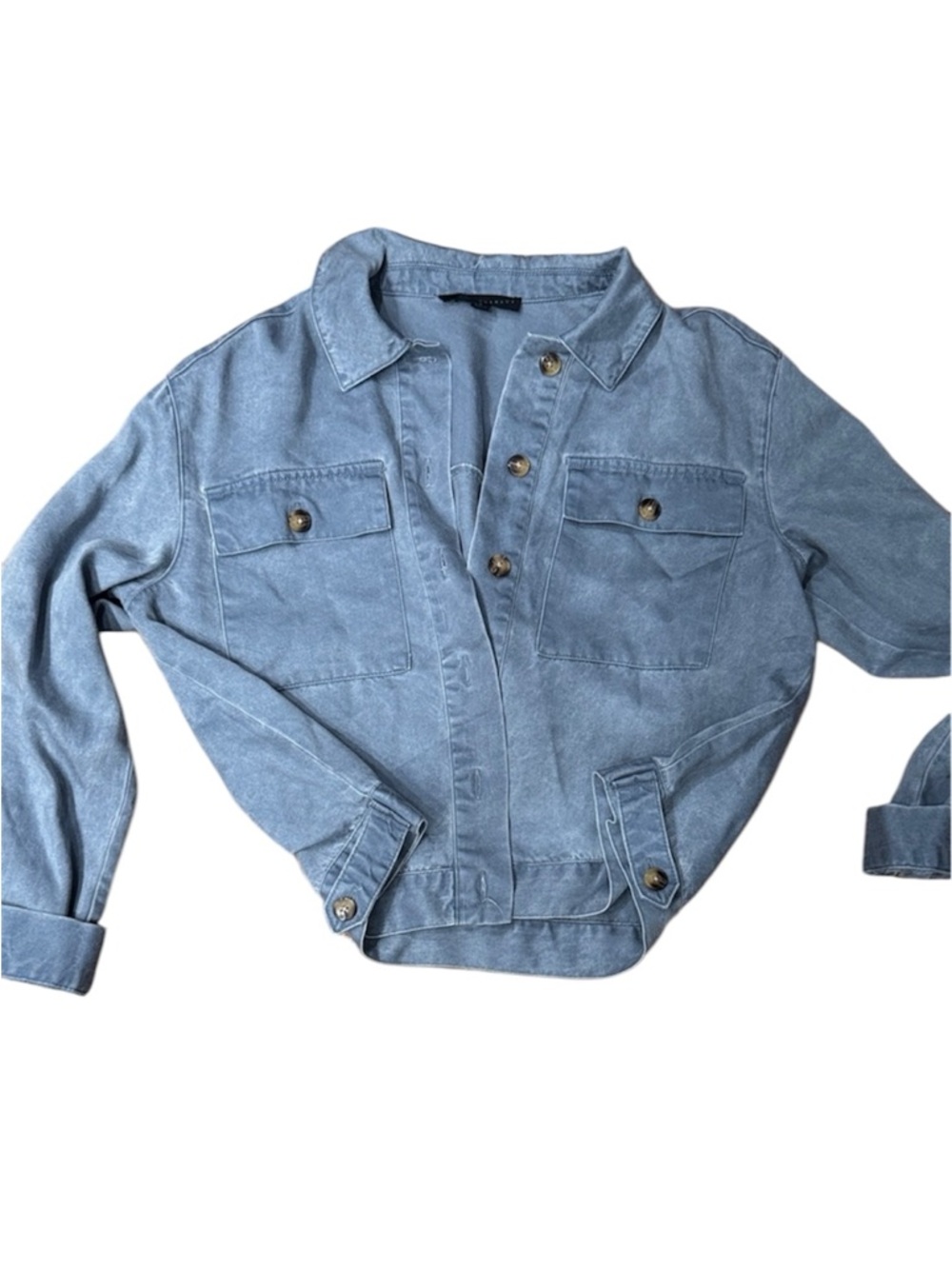Jane + Delancey Light Wash Denim Utility Shacket Jacket Size Small - Picture 2 of 6